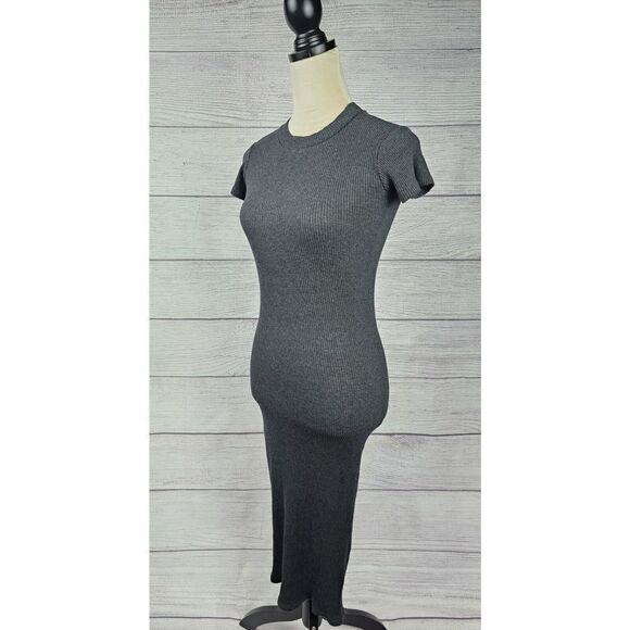 Zara Trafuluc Ribbed Short Sleeve Bodycon Midi Dress Grey Size Small - Picture 6 of 7